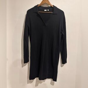 GAP Black Cotton Collared‎ Sweater Dress